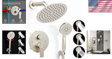 Load image into Gallery viewer, Luxury 8-Inch Rain Shower Faucet Set with Brass Valve Kit in Brushed Nickel