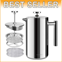Load image into Gallery viewer, Manual French Press Coffee Maker - 50oz Insulated Stainless Steel for Camping