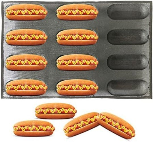 Perfectly Baked Bread: Silicone Hot Dog Molds, 15.75” x 23.6” Non-Stick Design