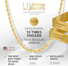 Load image into Gallery viewer, Layered Luxury: 24K Gold Plated 3mm Chain Necklace - Perfect for Any Style