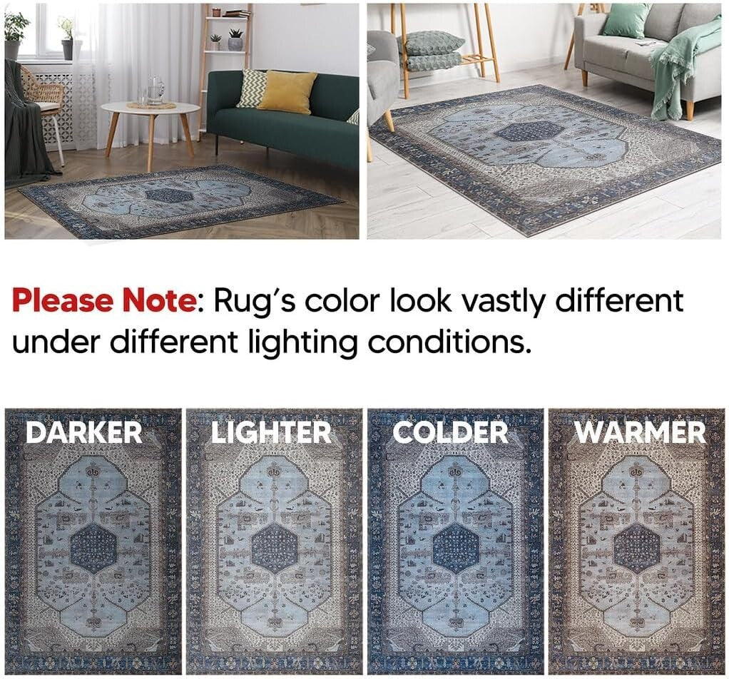 Durable 2' x 3' Non-Slip Rug, Machine Washable - Perfect for Hallways & Kitchens