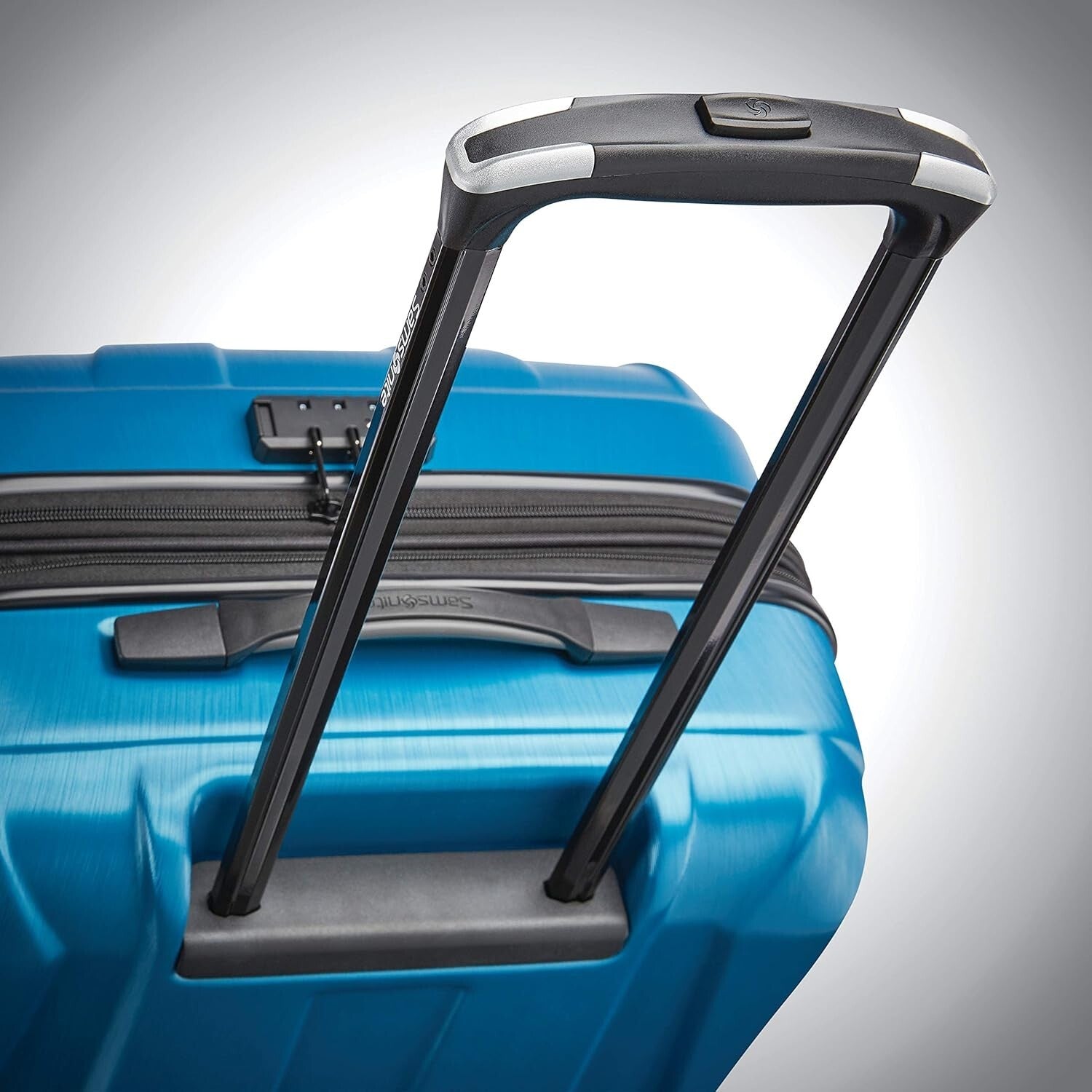 20-Inch Caribbean Blue Hardside Luggage with Charging System and Spinner Wheels
