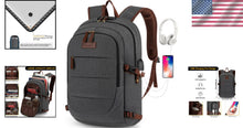 Load image into Gallery viewer, Secure and Stylish Canvas Laptop Backpack with Headphone Port - 20 x 11.8 Inch