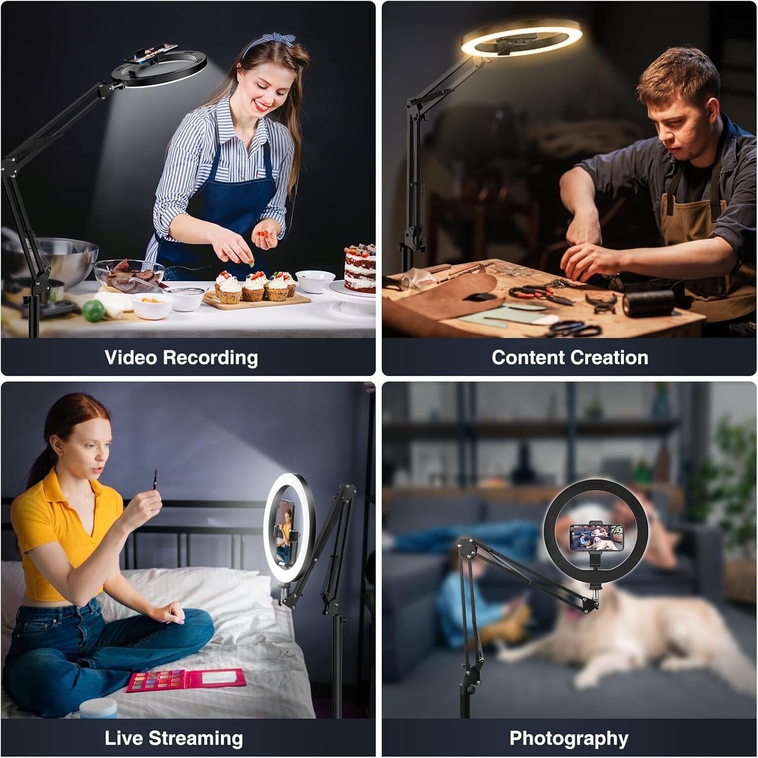 Versatile 10” Ring Light with Overhead Mount - Ideal for Photo & Video Recording