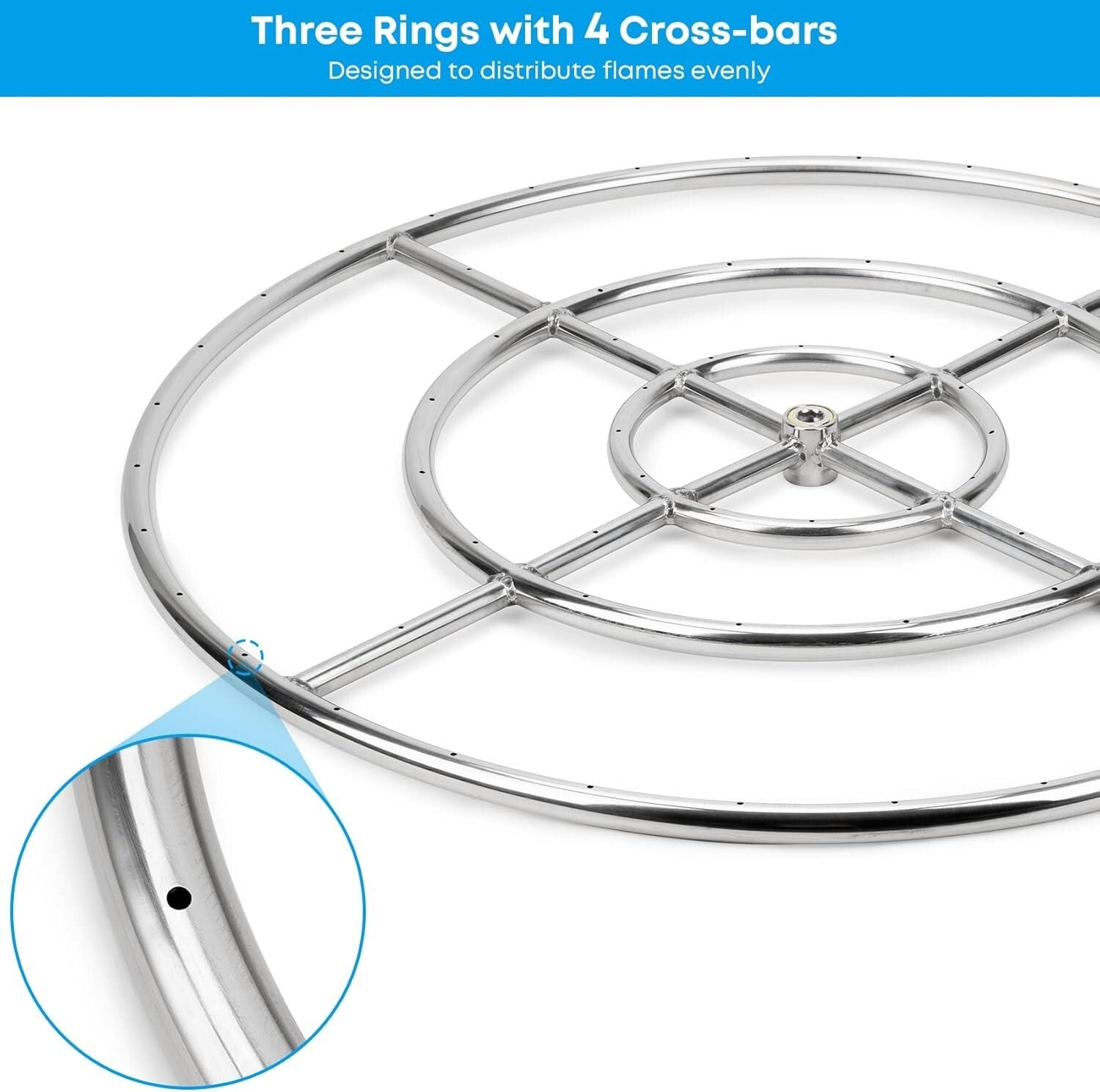 Premium 304 Stainless Steel Round Fire Ring - 443,000 BTU for Outdoor Enjoyment