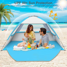 Load image into Gallery viewer, Water-Repellent Beach canopies with Mesh Windows – 3-Person Shade Solution