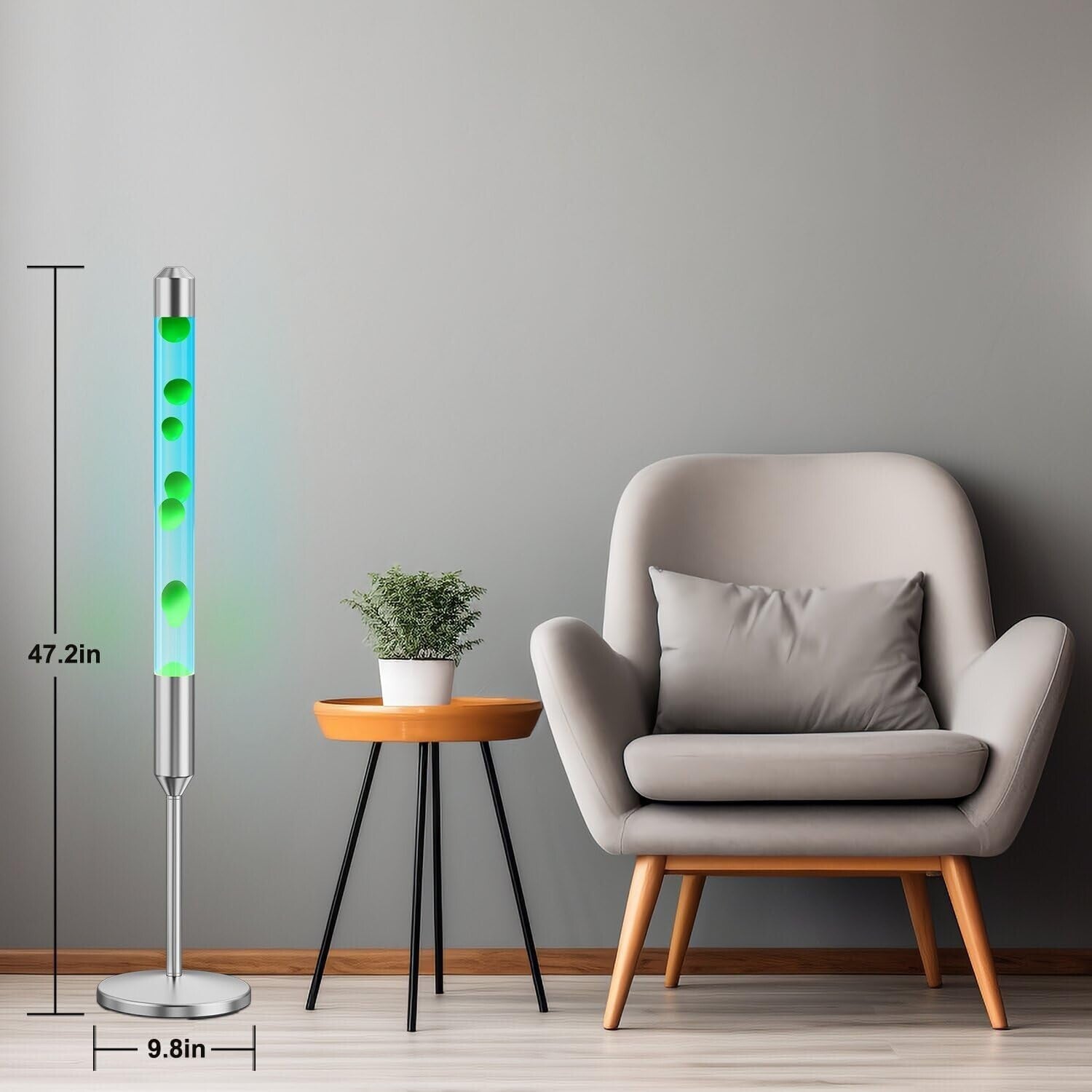Relaxing 47.5-Inch Lava Lamp - Durable Aluminum & High-Temperature Glass