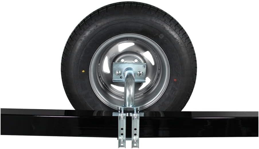 Black & Silver Heavy-Duty Spare Tire Carrier, Fits 16.5" Tires for Trailers