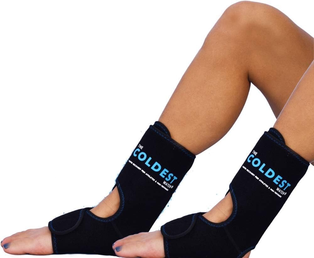 Cold Therapy Ankle Ice Wrap with 2 Gel Packs - Ideal for Injuries & Recovery