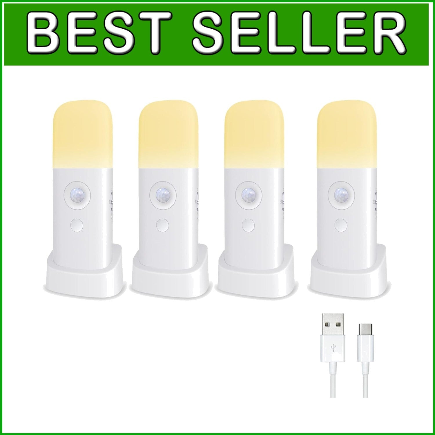 Art Deco Style Motion Sensor Night Lights - Adjustable Brightness & Indoor Use