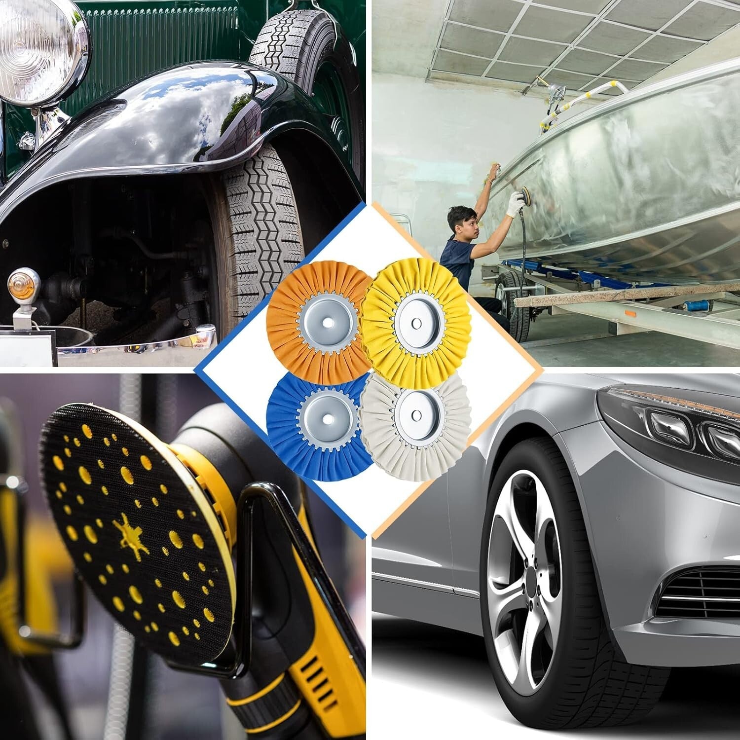 8-Piece Airway Buffing Wheel Kit for Angle Grinders - 8" Polishing Efficiency