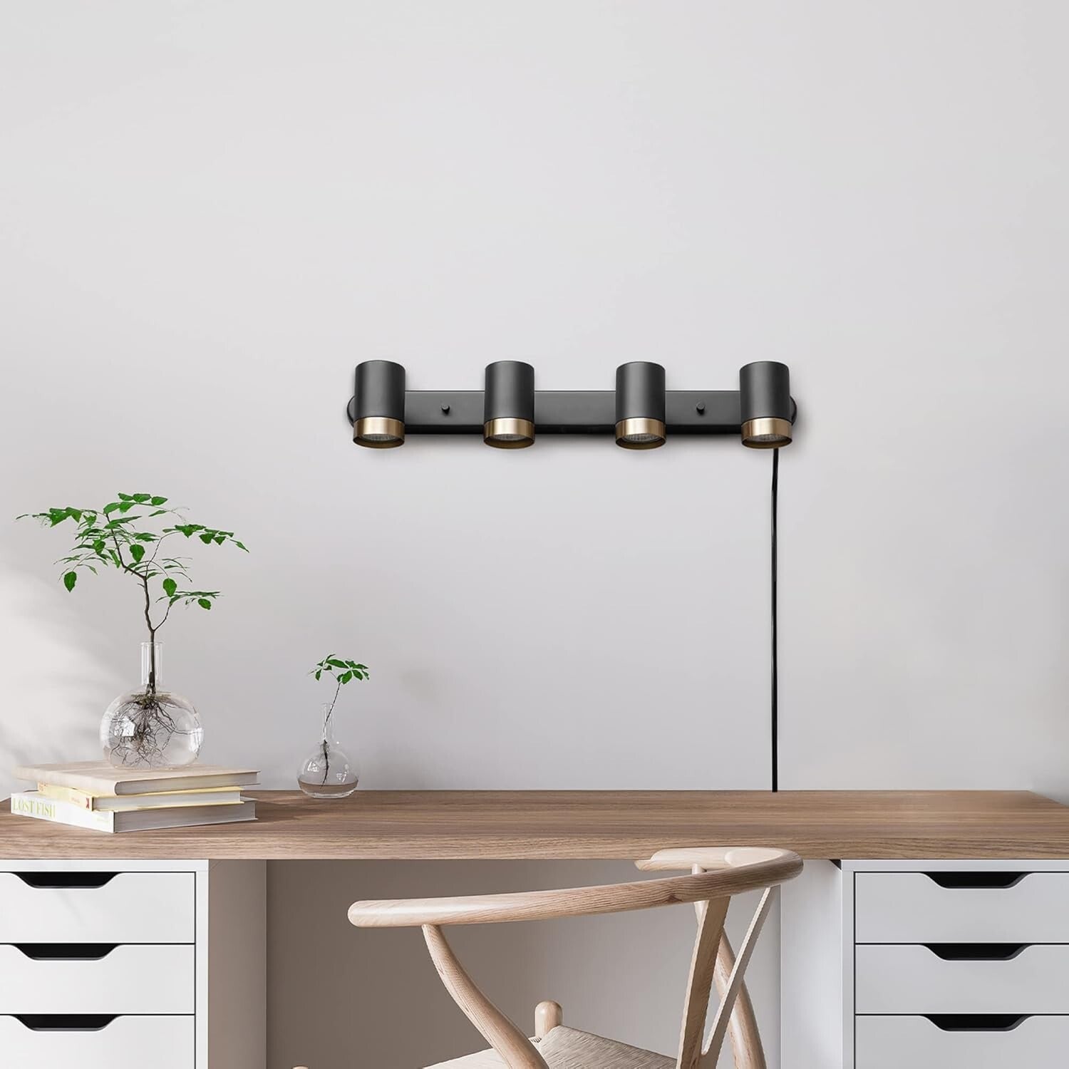 Elegant Matte Black 4-Light Track Light with GU10 Compatibility for Indoor Use