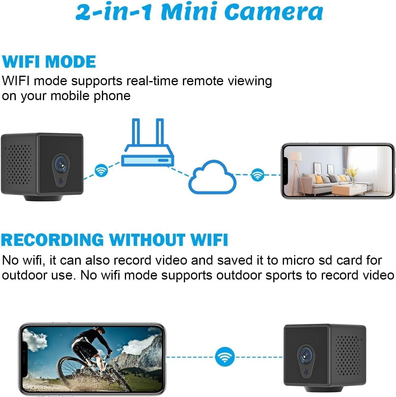 Compact Wireless Security Camera with 150° View - Perfect for Indoor/Outdoor Use