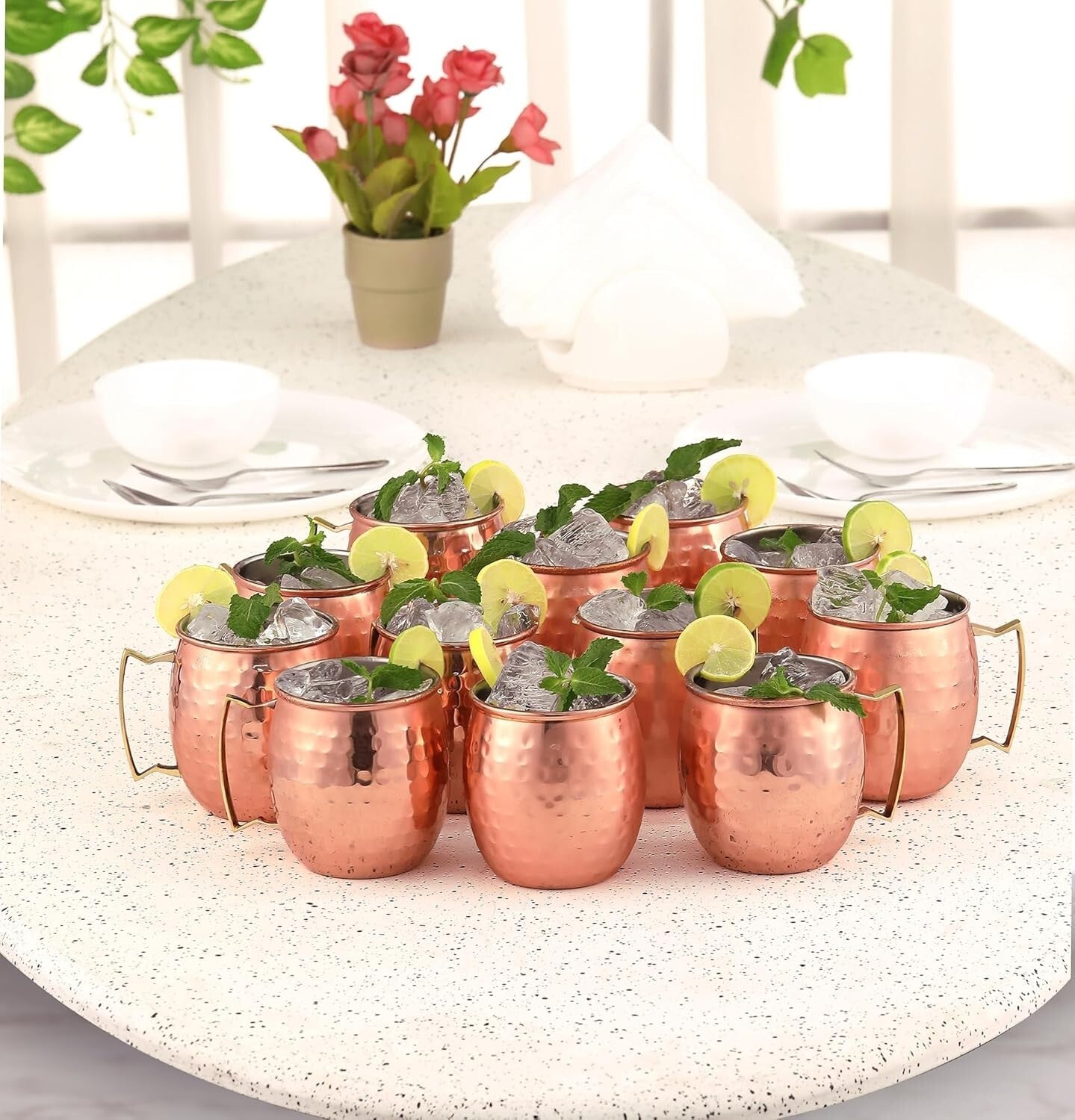 Set of 12 Premium Moscow Mule Copper Mugs - Food Safe & Tarnish Resistant