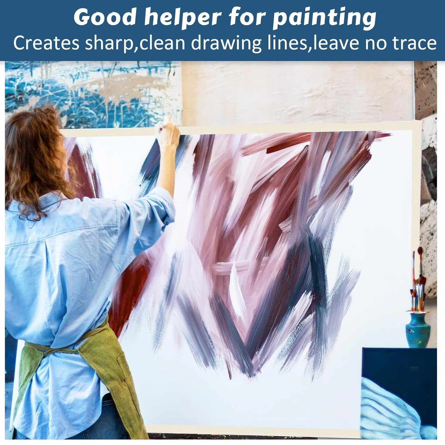 Bulk 60 Rolls Masking Tape - 1 Inch x 55 Yards for Arts & Crafts and Painting