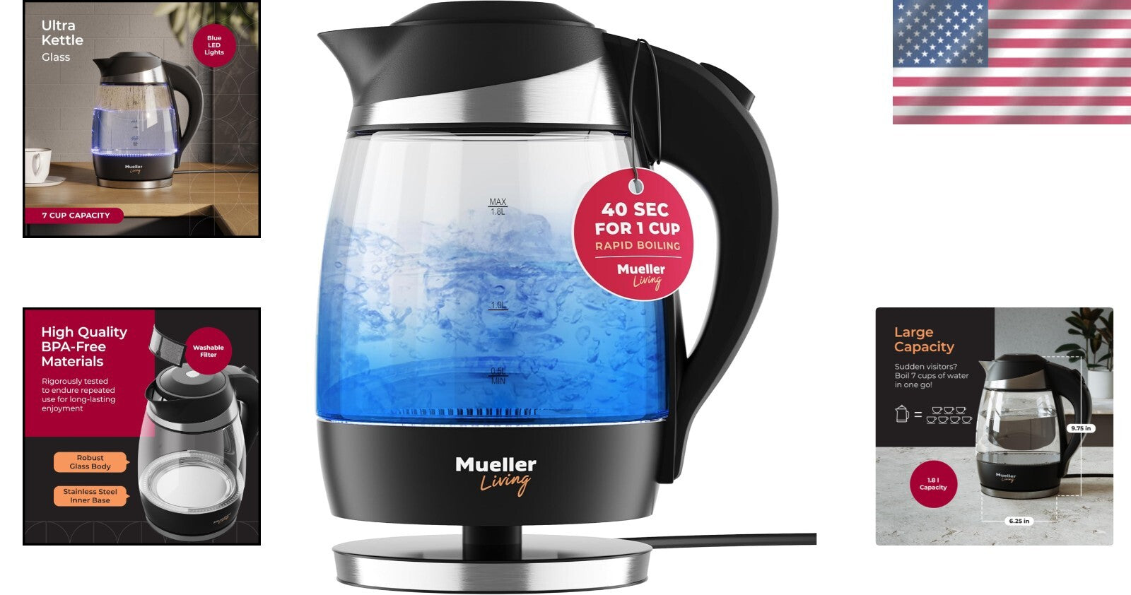 Borosilicate Glass Electric Kettle - 1500W Rapid Boil with Heat-Resistant Handle