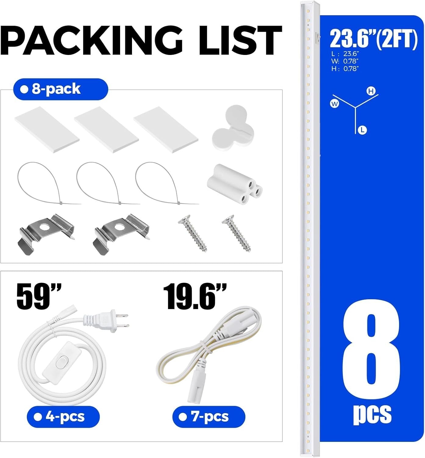 8-Pack Linkable T5 Grow Lights, 500W Equivalent Full Spectrum - Plant Growth