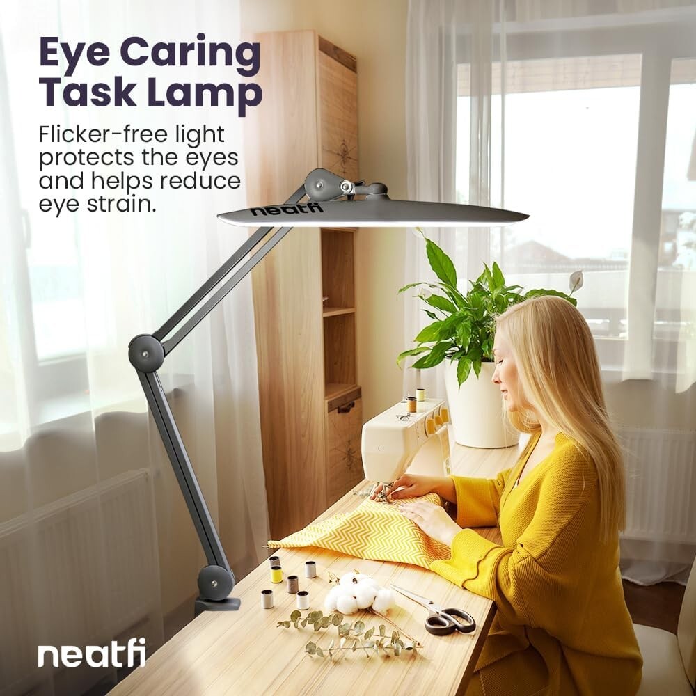 Flicker-Free 2,200 Lumens Adjustable Desk Lamp - Perfect for Hobbies & Crafts
