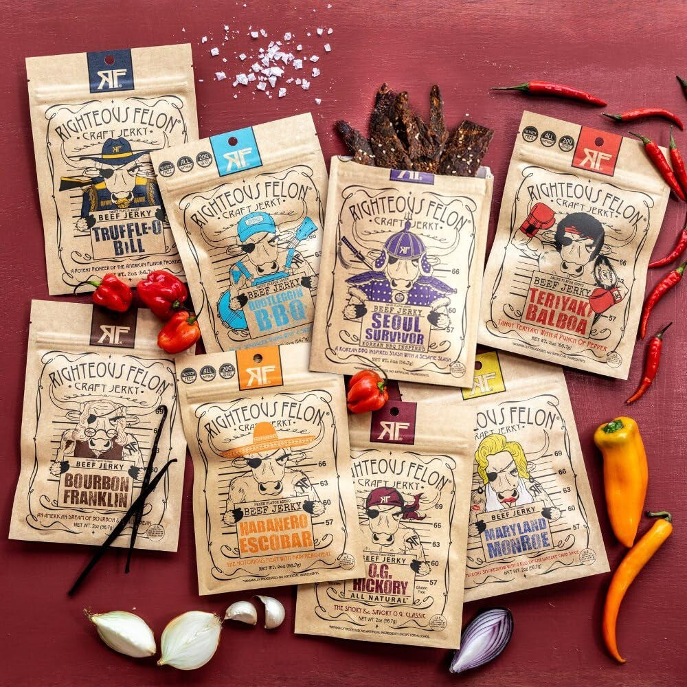 8-Pack Beef Jerky Variety – American-Made, Gluten-Free & Savory Goodness