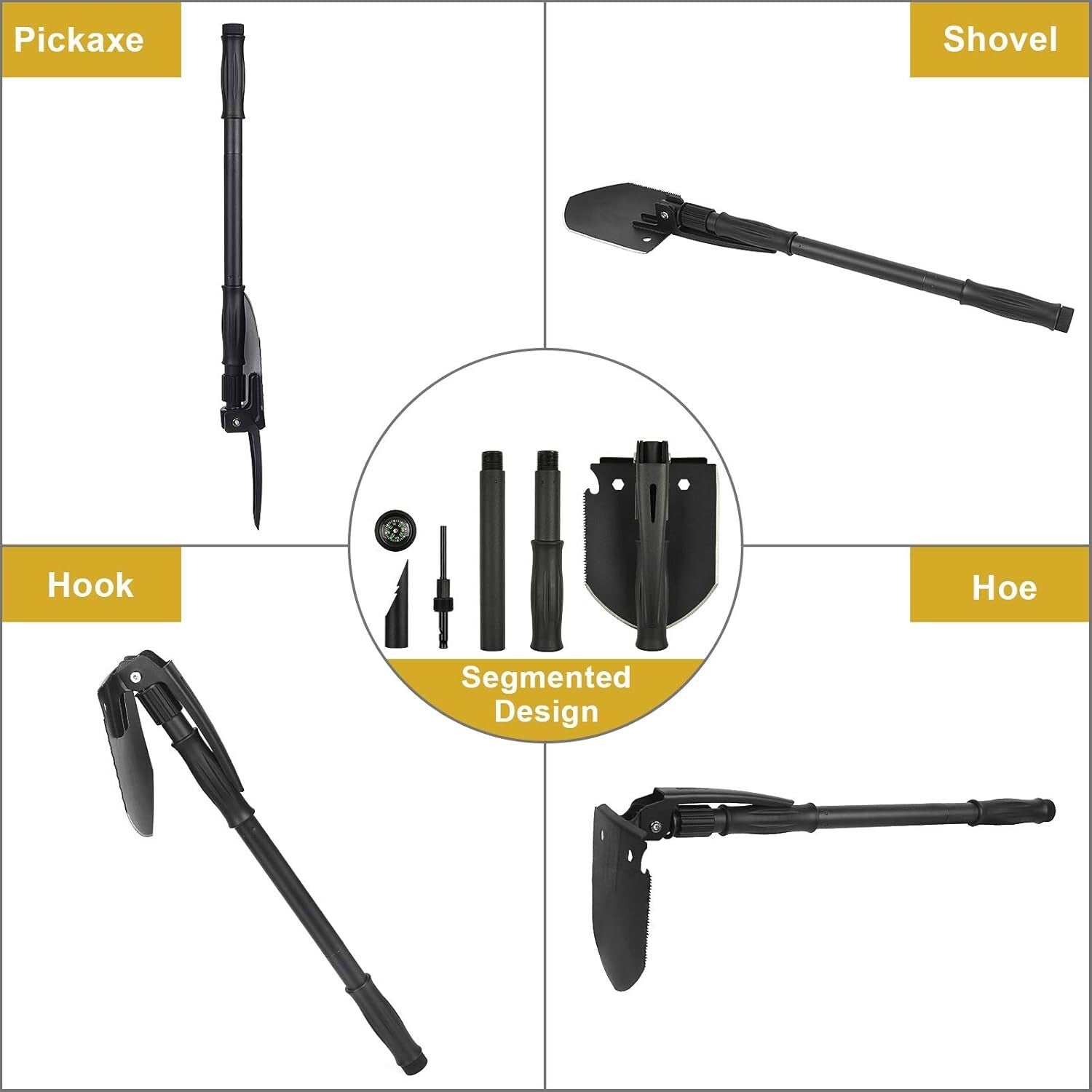 28.3'' Folding Survival Shovel with Multifunctional Tools for Outdoor Adventures