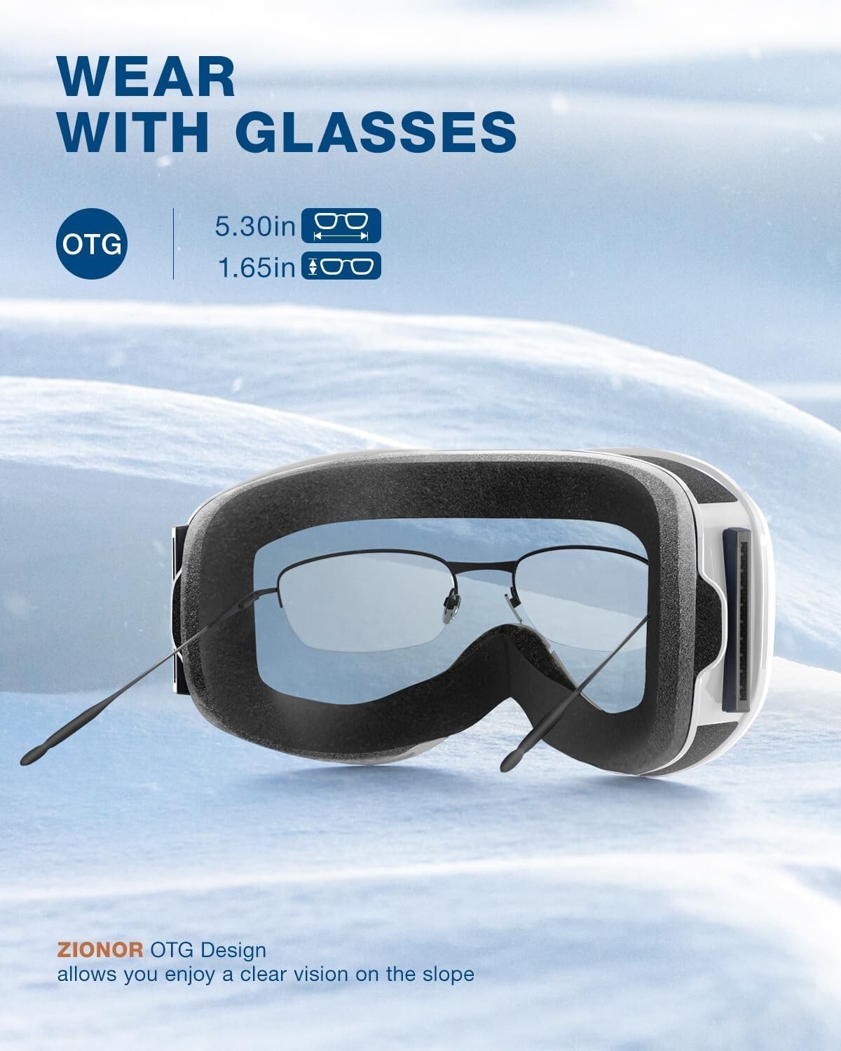 Comfy OTG Ski Goggles with Anti-Fog & UV Protection - Ideal for Youth & Adults