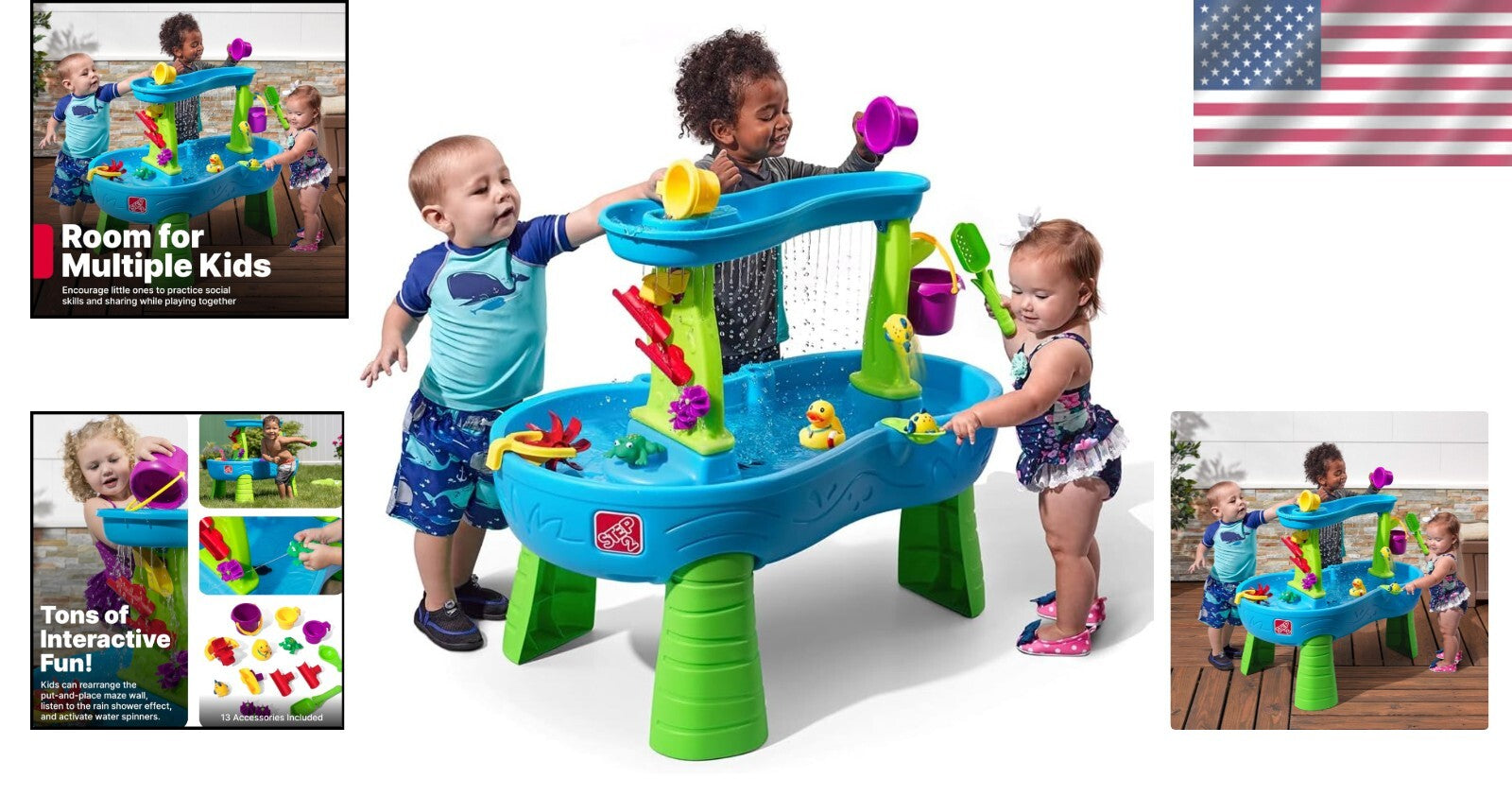 Interactive Sensory Playset for Toddlers: Water Table with Rain Shower Features