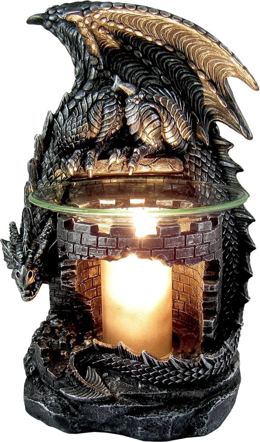 Black Dragon Castle Electric Oil Burner with Dimmer Switch & Halogen Bulb