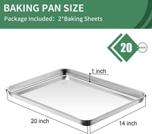 Load image into Gallery viewer, Versatile Baking Sheet Set - 2 Pack Stainless Steel Cookie Pans 20L x 14W