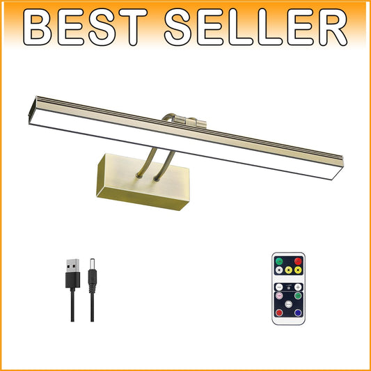 Elegant 16" Picture Light with Remote for Artwork, Adjustable & Timed in Brass