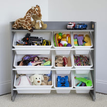Load image into Gallery viewer, Space-Saving 4-Tier Toy Storage Shelf with Removable Bins for Toddler Safety