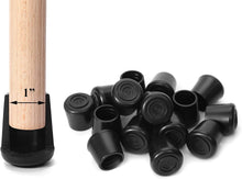 Load image into Gallery viewer, Heavy Duty 1-Inch Black Rubber Chair Leg Tips for Noise Reduction &amp; Floor Safety