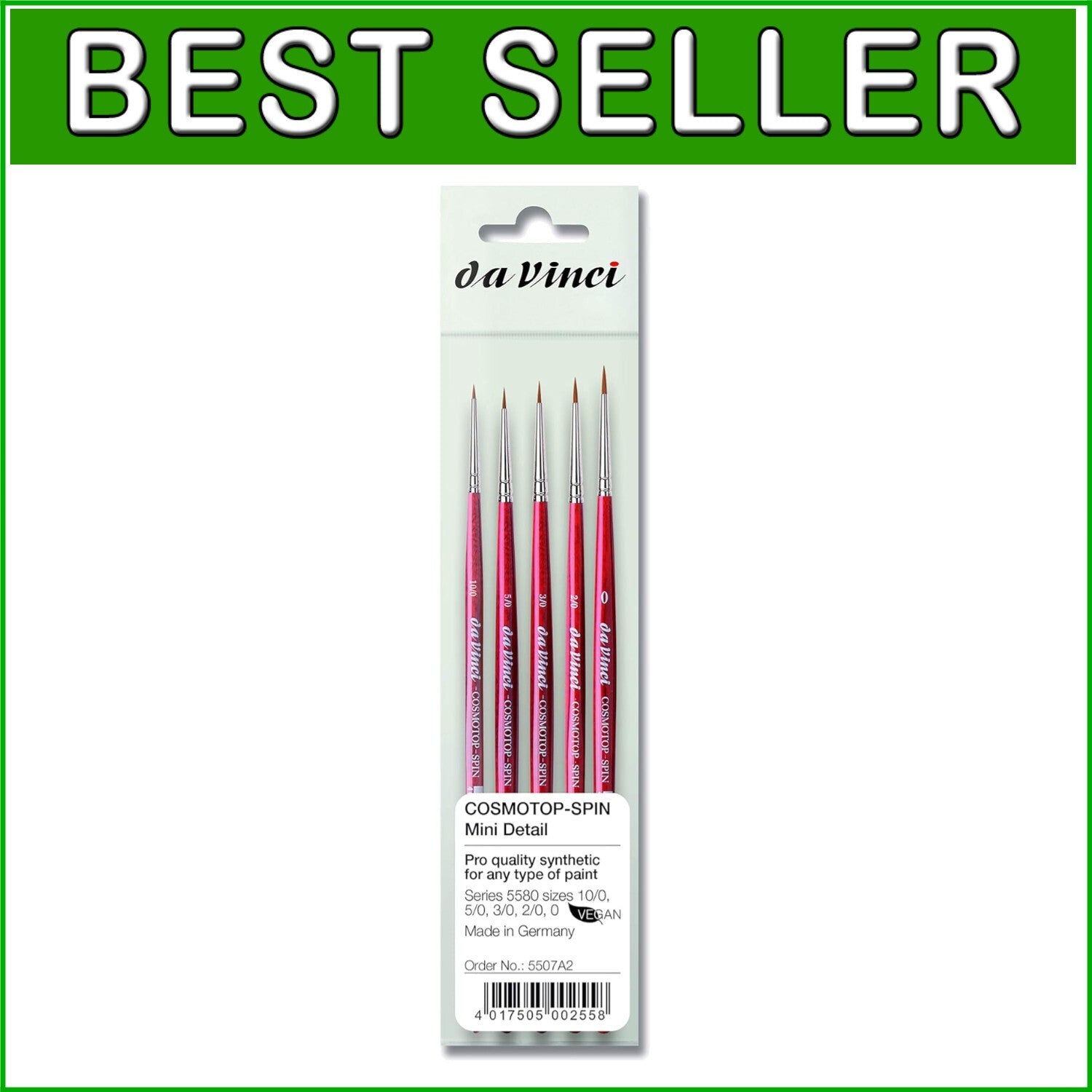 Eco-Friendly 5 Count Miniature Detail Brushes - Perfect for Watercolor & Acrylic