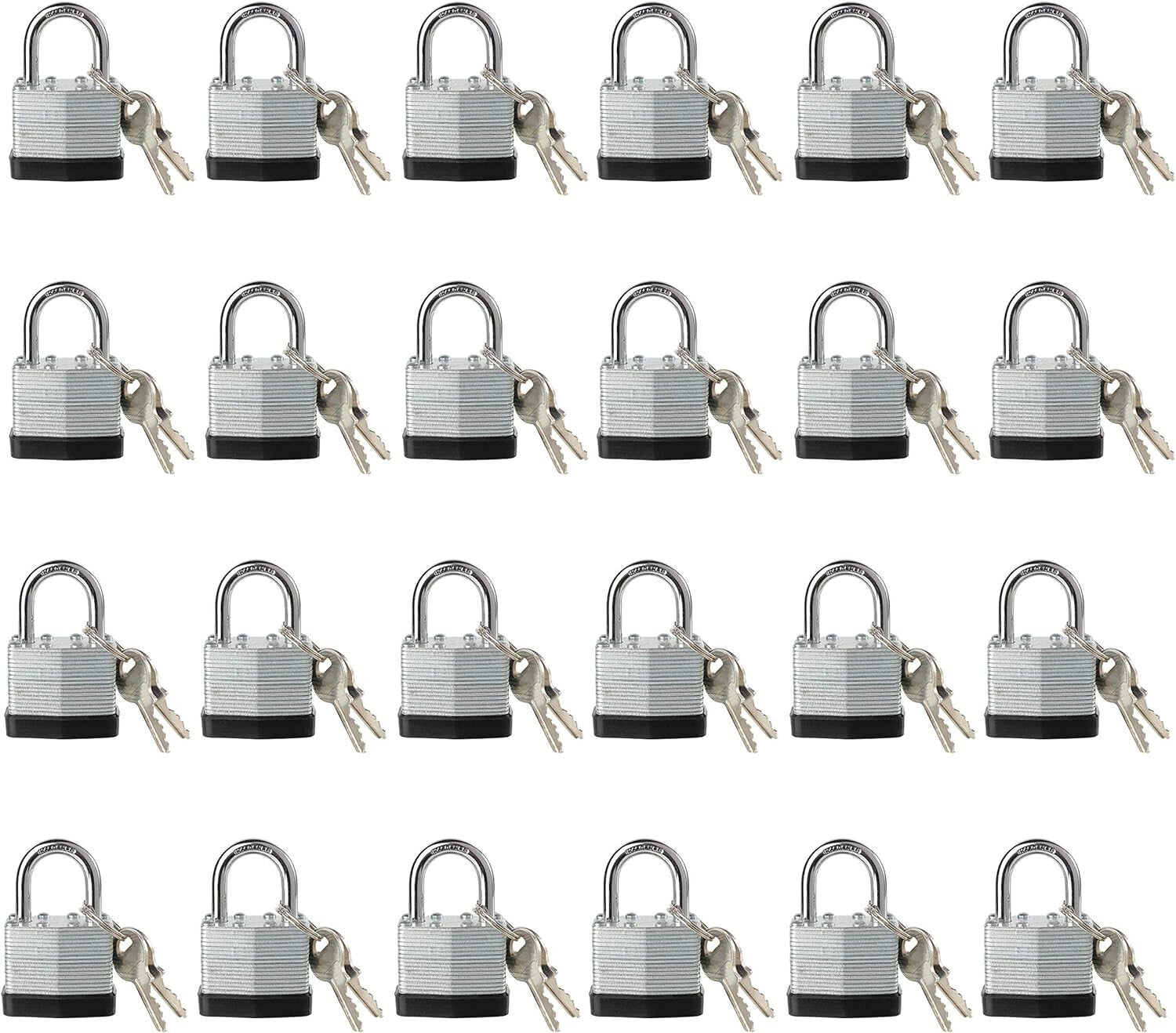 Corrosion-Resistant Keyed Alike Padlock Set - 24 Locks and 48 Keys Included