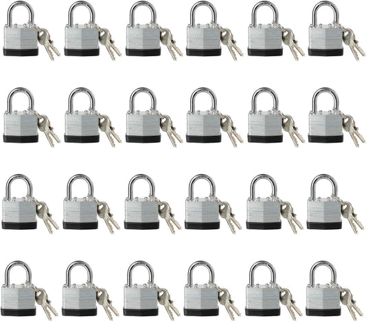 Corrosion-Resistant Keyed Alike Padlock Set - 24 Locks and 48 Keys Included