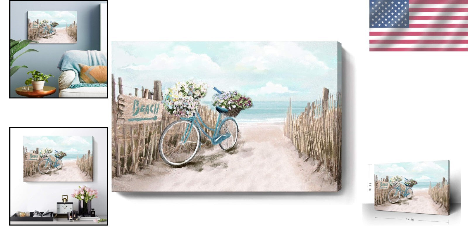 Chic 24x16 Coastal Wall Art - Relaxing Seascape Canvas for Bedroom and Bathroom