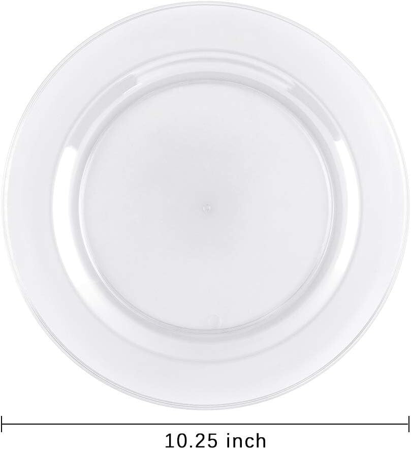 Elegant 10.25 Inch Clear Plastic Plates - 100 Premium Disposable Dinner Plates