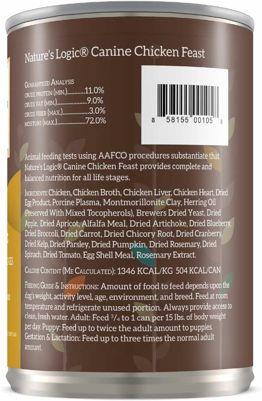 High Protein Grain-Free Dog Food - 12 Natural Chicken Cans for All Breeds