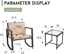 Load image into Gallery viewer, All-Weather 3 Piece Rattan Conversation Set - Black Bistro Chairs &amp; Table