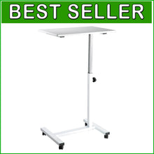 Load image into Gallery viewer, Height Adjustable Mobile Laptop Desk Cart - Ergonomic White Overbed Solution