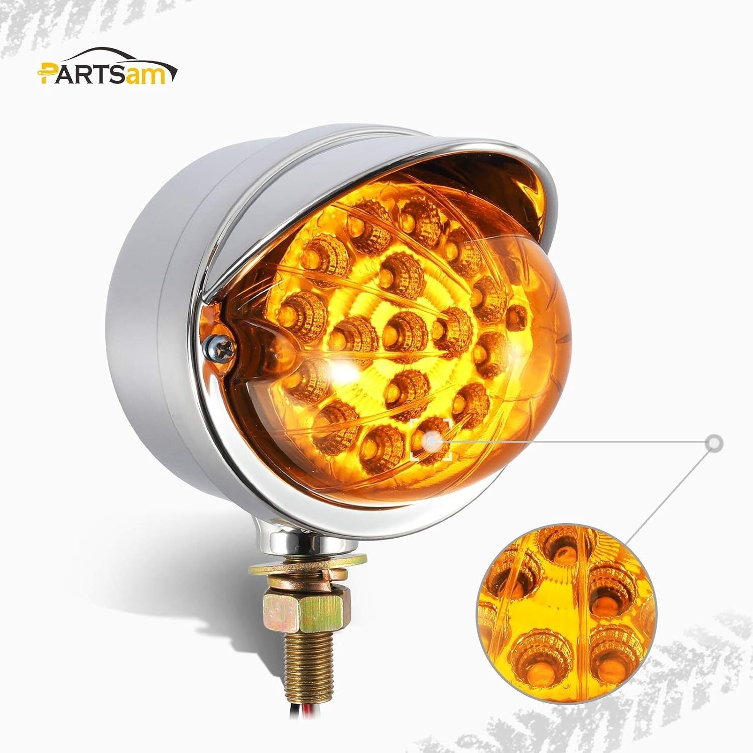 Heavy-Duty Watermelon LED Turn Signal Lights - Amber 17 LED, Chrome Finish