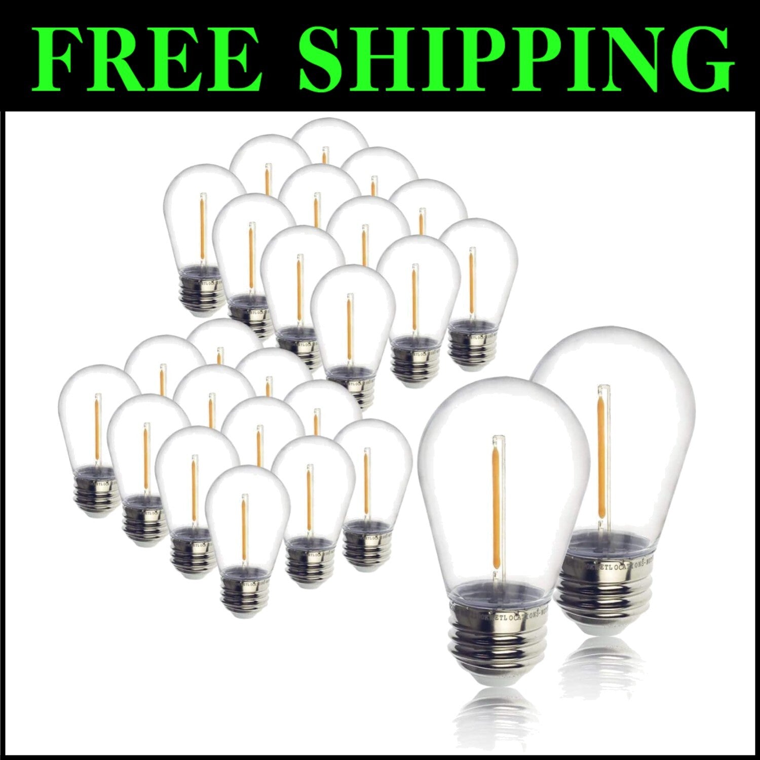 48-Pack Waterproof LED Edison Bulbs - Long-Lasting 1W Warm White Light Solution