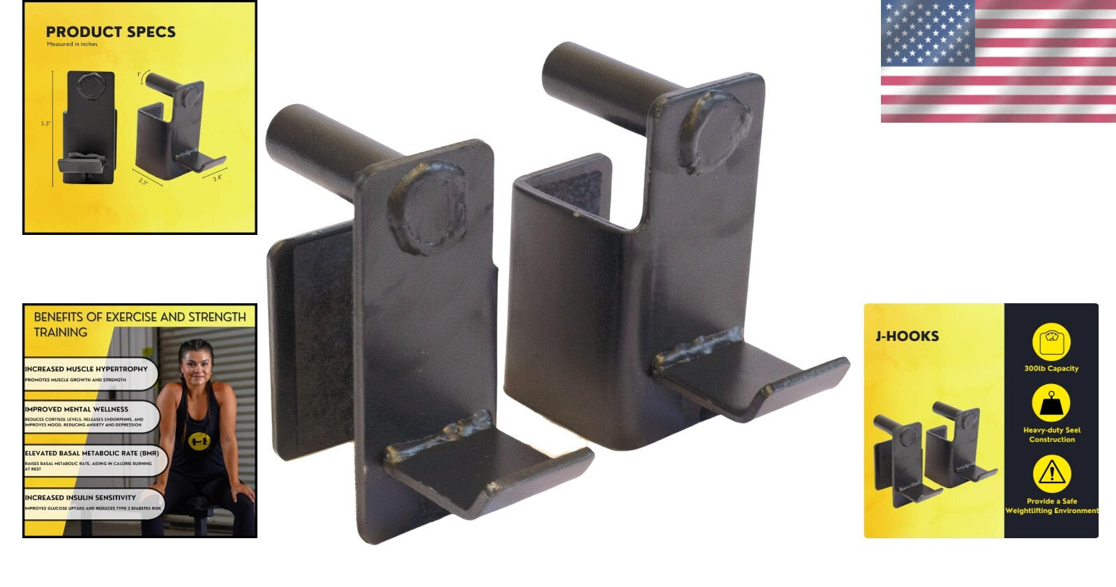 Heavy-Duty J Hooks for Pro Series Power Cage - Enhance Your Workout Experience