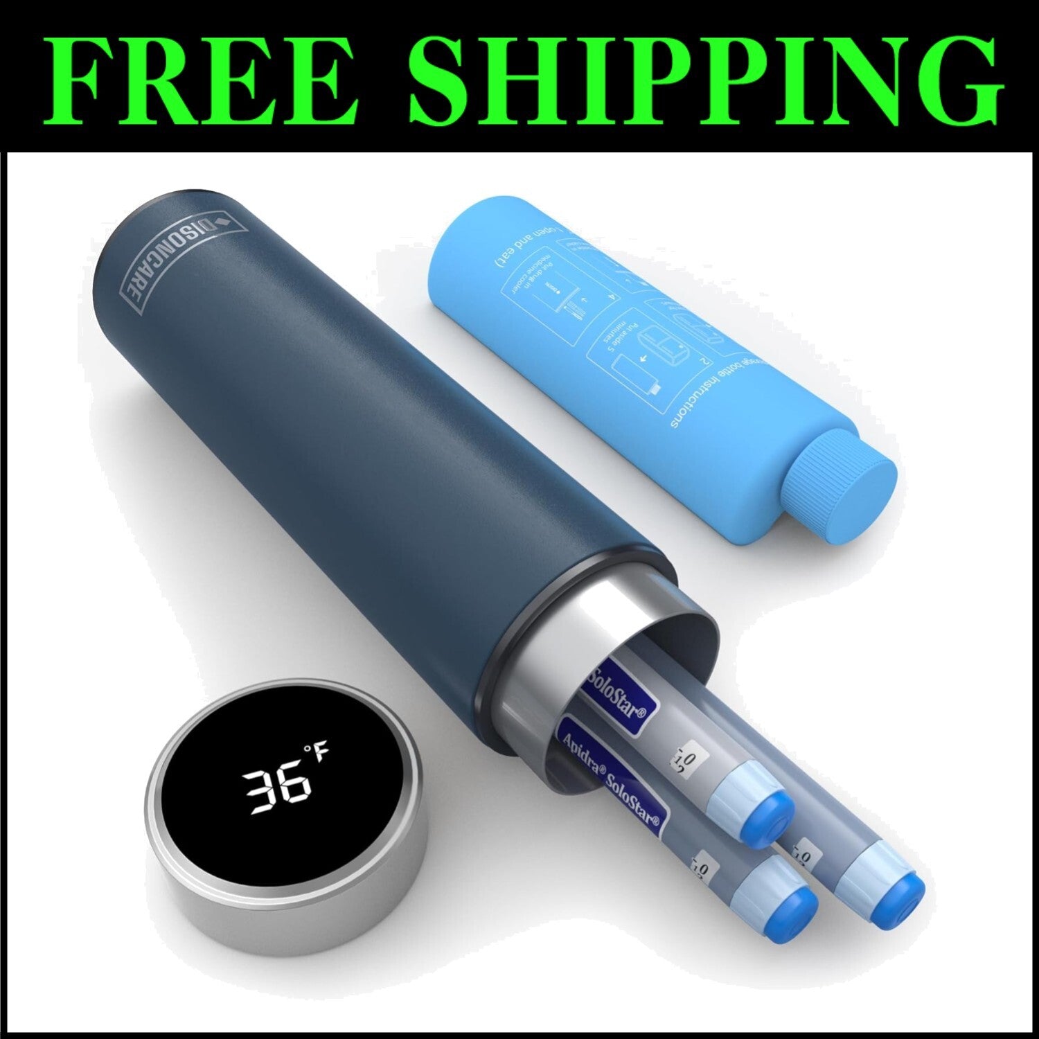 Navy Blue Insulin Cooler Travel Case - 60 Hours Cold Retention, TSA Approved