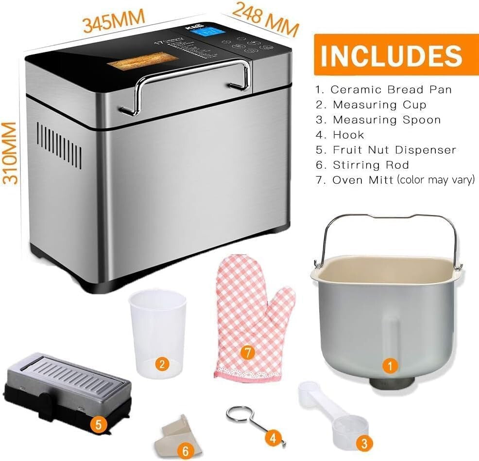 Intelligent 17-in-1 Bread Machine with Automatic Nut Dispenser & Keep Warm