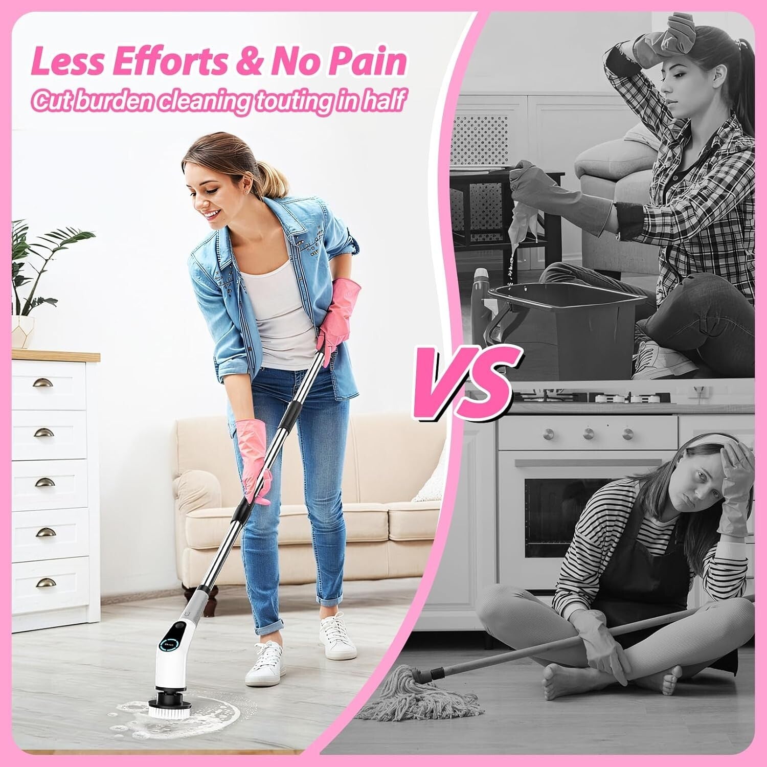 Advanced Cordless Cleaning Brush with Extendable Handle & 8 Versatile Heads