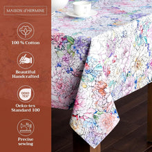 Load image into Gallery viewer, 60x90 Rectangular Floral Love Tablecloth - Machine Washable Cotton Elegance