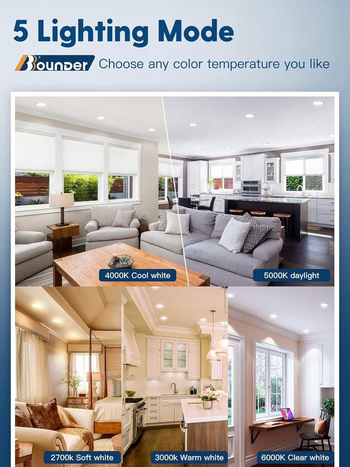 Versatile 12-Pack LED Recessed Light with Adjustable Color Temperature, Dimmable