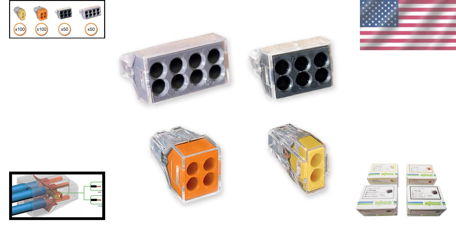 Assorted 300-Piece Push Wire Connector Kit - Ideal for Electricians & DIYers