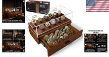 Load image into Gallery viewer, Premium Walnut Coin Display Case for Collectors - Holds 50 Coins with Drawer