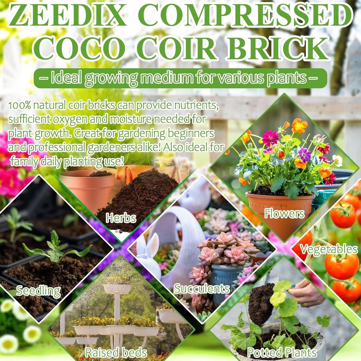 Eco-Friendly 12 Pack Coco Coir Soil Bricks - Moisture Retaining Garden Solution